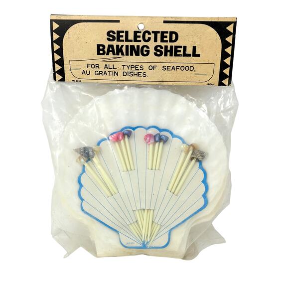 Nos Vintage Selected Baking Shells Japan Scallop Seafood Au Gratin Dishes Party - Picture 1 of 6